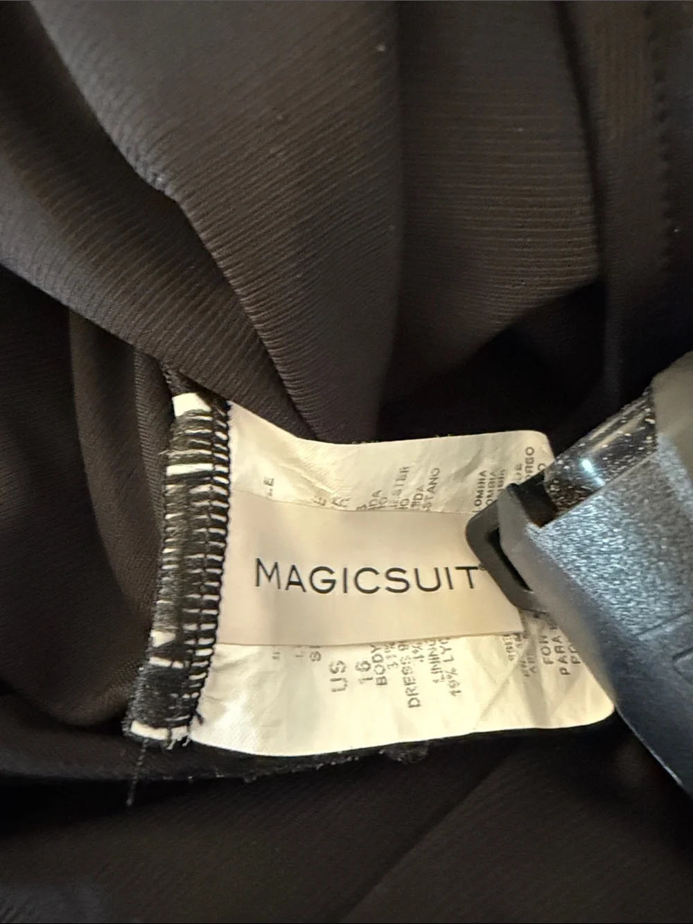 Magicsuit Black Halter One-Piece Swimdress with Gold Neck Trim